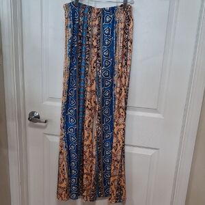 Blue and Tan Patterned Women's Skirt